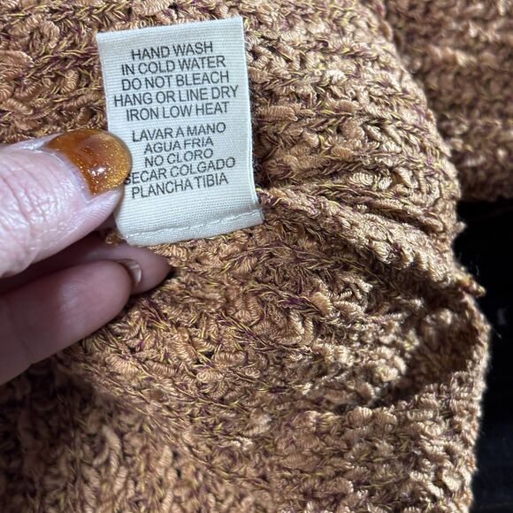 ILLA ILLA Cropped Oversized Knit Sweater, Golden Brown Cuffed 3/4 Sleeve Size L - Picture 12 of 12